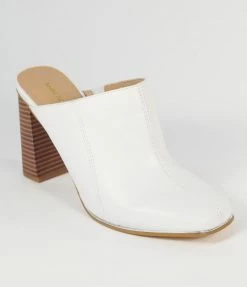 OUR LOVE LETTER INC White Leatherette Mule Heels 1970s
