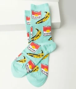 Yellow Owl Workshop Mint Blue Pop Art Crew Socks