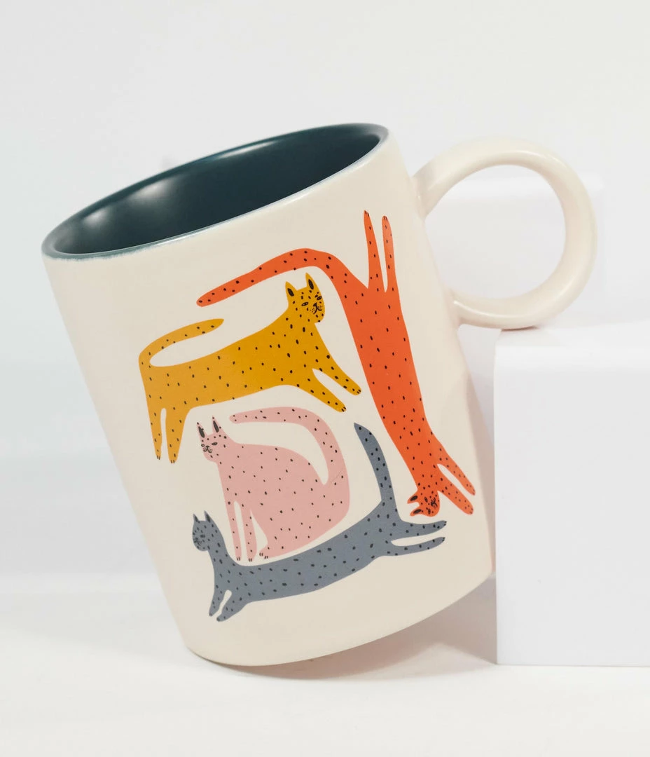 FRINGE STUDIO, LLC Multicolor Cats Ceramic Mug