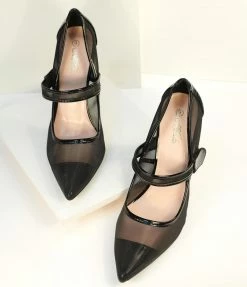 CHICPIER Black Mesh Stiletto Heels 1970s