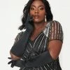 Too Too Hat Vintage Style Black Satin Elbow Length Gloves