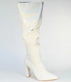 DDK FOOTWEAR, INC White Pointed Toe Knee-High Boots Shoes