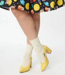 FAME Accessories Cream Universe Crew Socks