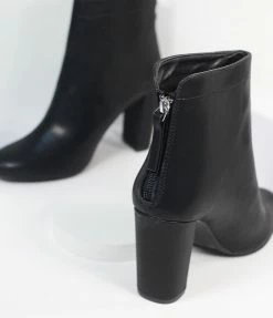 Shoe Click Black Leatherette Ankle Booties