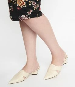 Shoe Click Beige Leatherette Slingback Heels