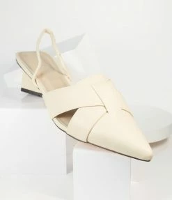 Shoe Click Beige Leatherette Slingback Heels