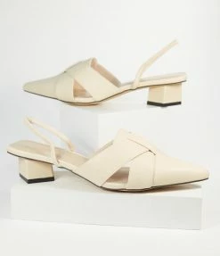 Shoe Click Beige Leatherette Slingback Heels