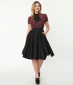 Bottoms Magnolia Place Black Sally Swing Skirt