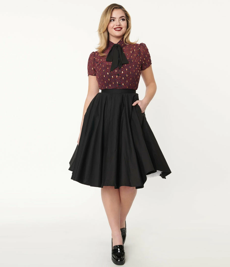 Bottoms Magnolia Place Black Sally Swing Skirt