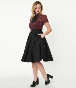 Bottoms Magnolia Place Black Sally Swing Skirt