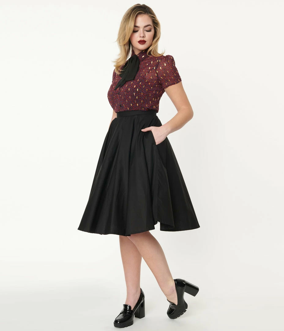 Bottoms Magnolia Place Black Sally Swing Skirt