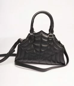 Banned Apparel Inc. Black Leatherette Spiderweb Handbag