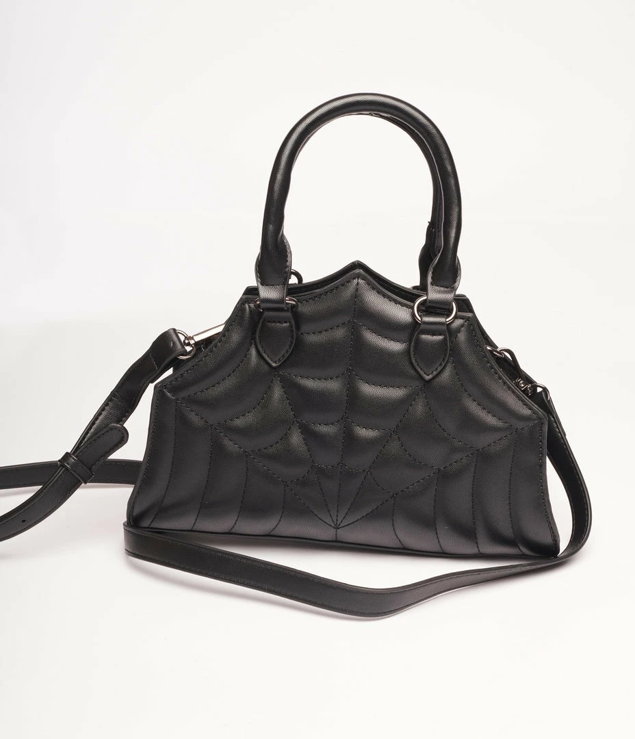 Banned Apparel Inc. Black Leatherette Spiderweb Handbag