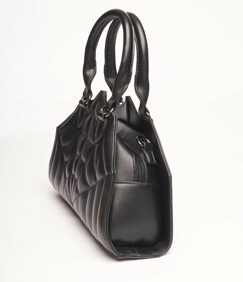 Banned Apparel Inc. Black Leatherette Spiderweb Handbag