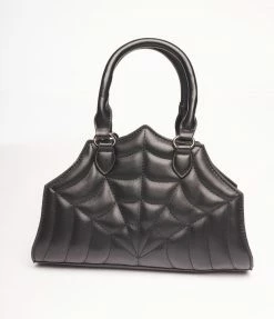 Banned Apparel Inc. Black Leatherette Spiderweb Handbag