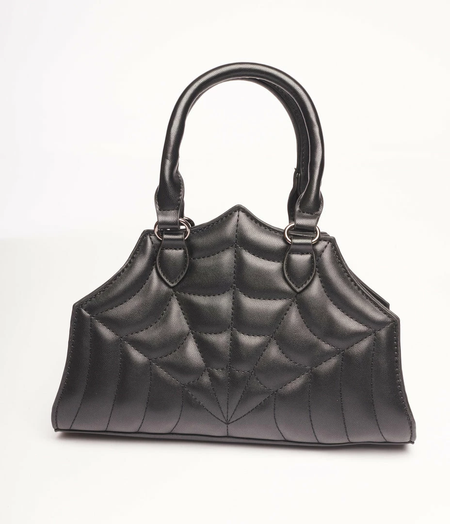 Banned Apparel Inc. Black Leatherette Spiderweb Handbag