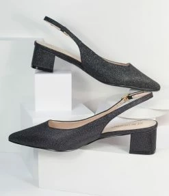 Shoe Click Shoes Shimmering Black Slingback Heels