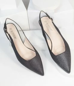 Shoe Click Shoes Shimmering Black Slingback Heels