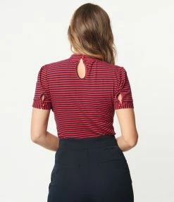 Lifestyle Group (UK) Ltd Red & Navy Striped Bow Top