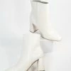 Joia 1970s White Crocodile Embossed Ankle Boots