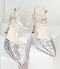 Joia Silver Pointed Toe Stiletto Heels 1970s