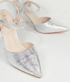 Joia Silver Pointed Toe Stiletto Heels 1970s