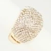 Joia Gold & Silver Rhinestone Stretch Cocktail Ring 1980s & 1990s