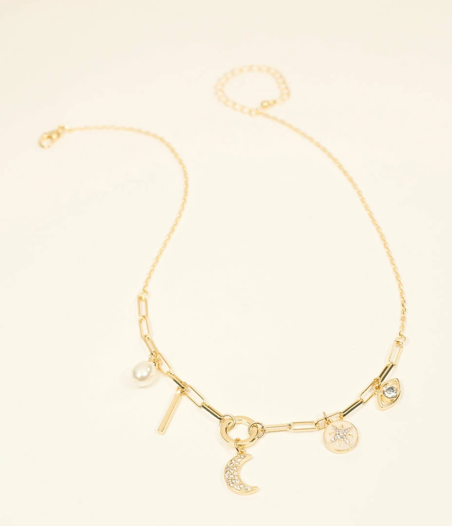 FAME Accessories Gold Link Protection Charm Necklace