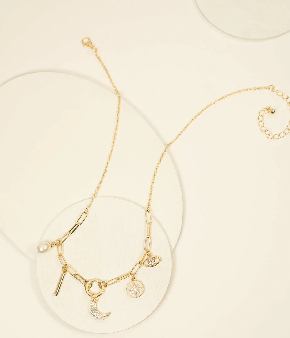 FAME Accessories Gold Link Protection Charm Necklace