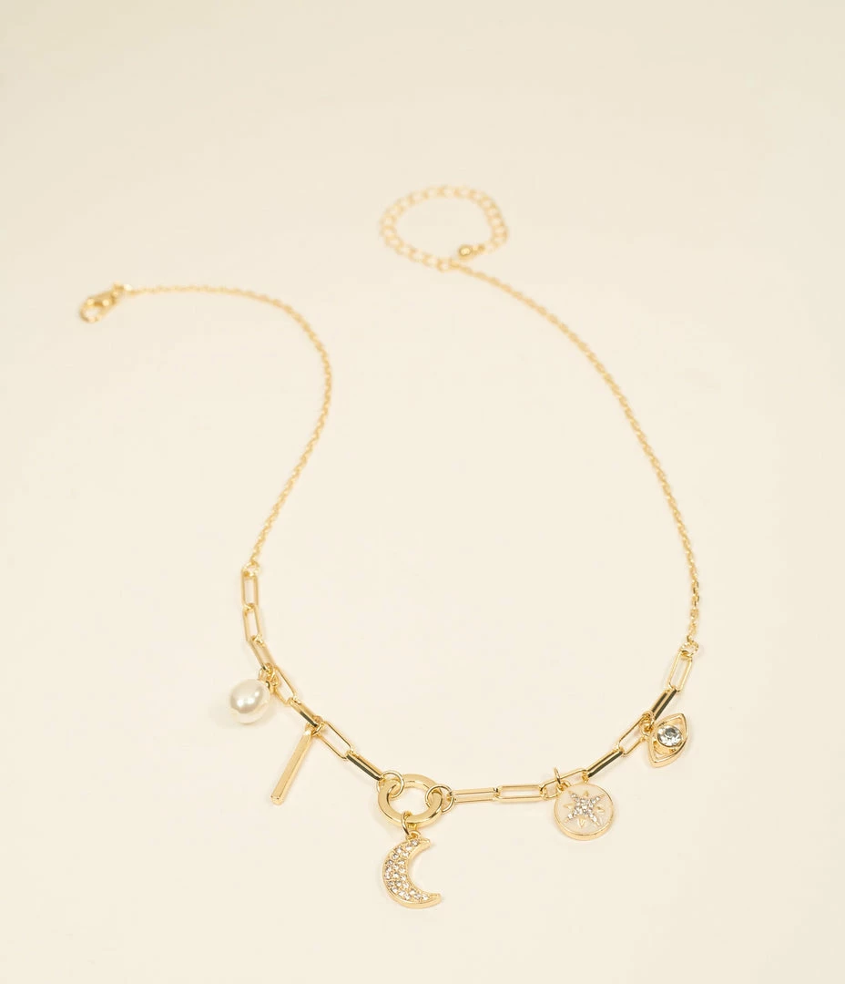 FAME Accessories Gold Link Protection Charm Necklace