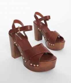 Unique Vintage Brown Platform Clogs Unique Vintage Brand