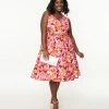SHEEN Clothing Ltd Plus Size White & Multicolor Heart Swing Dress