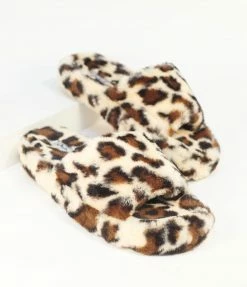 SHOEMAIDEN Leopard Print Fuzzy Slippers