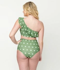 Marina West Green & White Polka Dot Two Piece Swim Set Swimwear