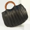 Melie Bianco Black Pleated Leatherette Handbag Accessories