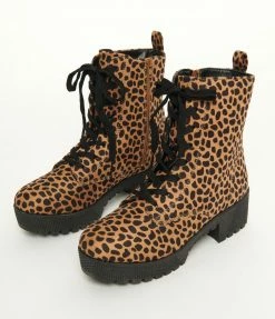 Joia 1980s & 1990s Leopard Suede Platform Combat Boots