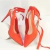 Joia 1980s & 1990s Red Suede Ribbon Ankle Tie Heels
