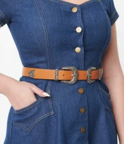 Unique Vintage Brown Double Buckle Belt Unique Vintage Brand