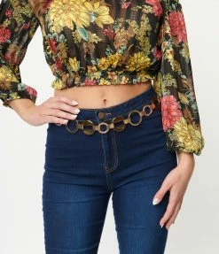 Unique Vintage Gold & Brown Chain Belt Unique Vintage Brand