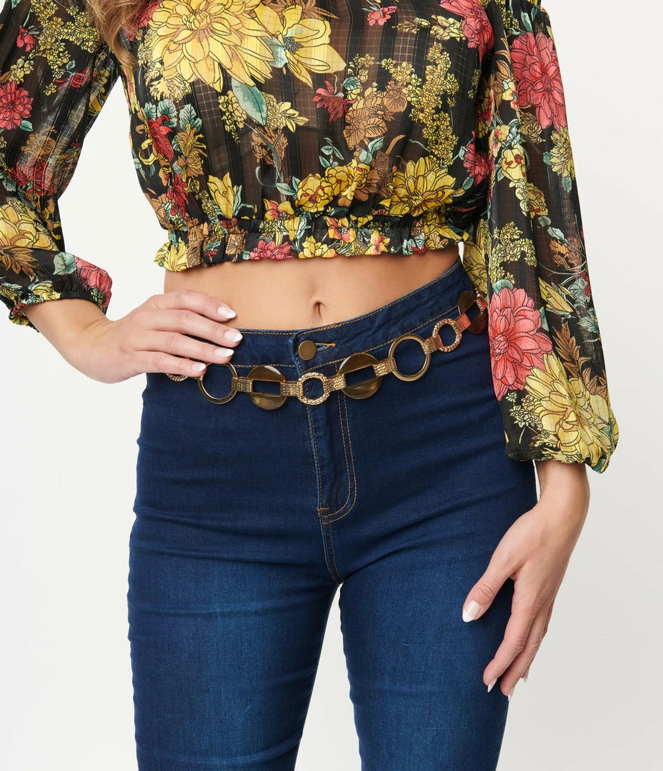 Unique Vintage Gold & Brown Chain Belt Unique Vintage Brand