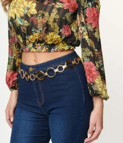 Unique Vintage Gold & Brown Chain Belt Unique Vintage Brand