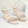 Joia White Shimmer Rhinestone Wedge Sandal 1980s & 1990s