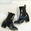 Joia Shoes Black Reptile Patent Leatherette Heel Booties
