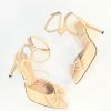 In Touch Footwear Beige Bow Strappy Ankle Heels 1950s