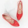 Appleblossom Red Leatherette String Ballet Flat Shoes