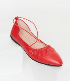 Appleblossom Red Leatherette String Ballet Flat Shoes