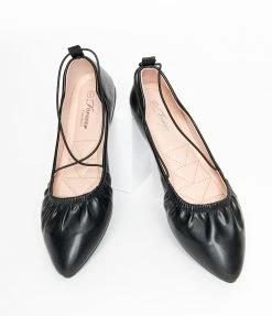 Appleblossom Black Leatherette String Ballet Flat