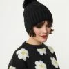 Ana Accessories Black Cable Knit Pom Pom Beanie