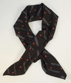 Unique Vintage Black & White Pin Dots & Hearts Hair Scarf 1950s