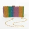 Joia Rainbow Ombre Rhinestone Hard Clutch Accessories